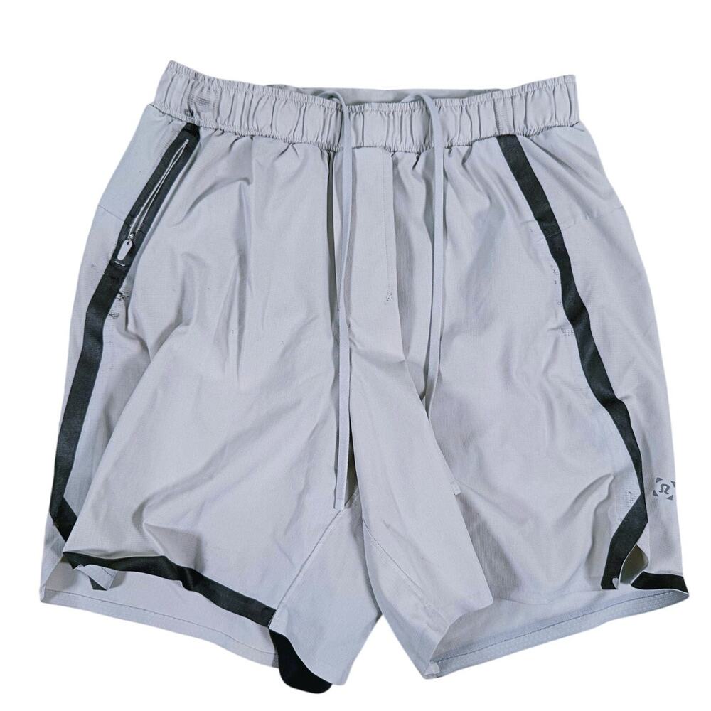 Lululemon Mens Lined Surge Shorts 6" Size Small White Running Gym Athletic